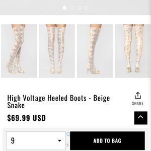 High Voltage Heeled Boots - Beige Snake